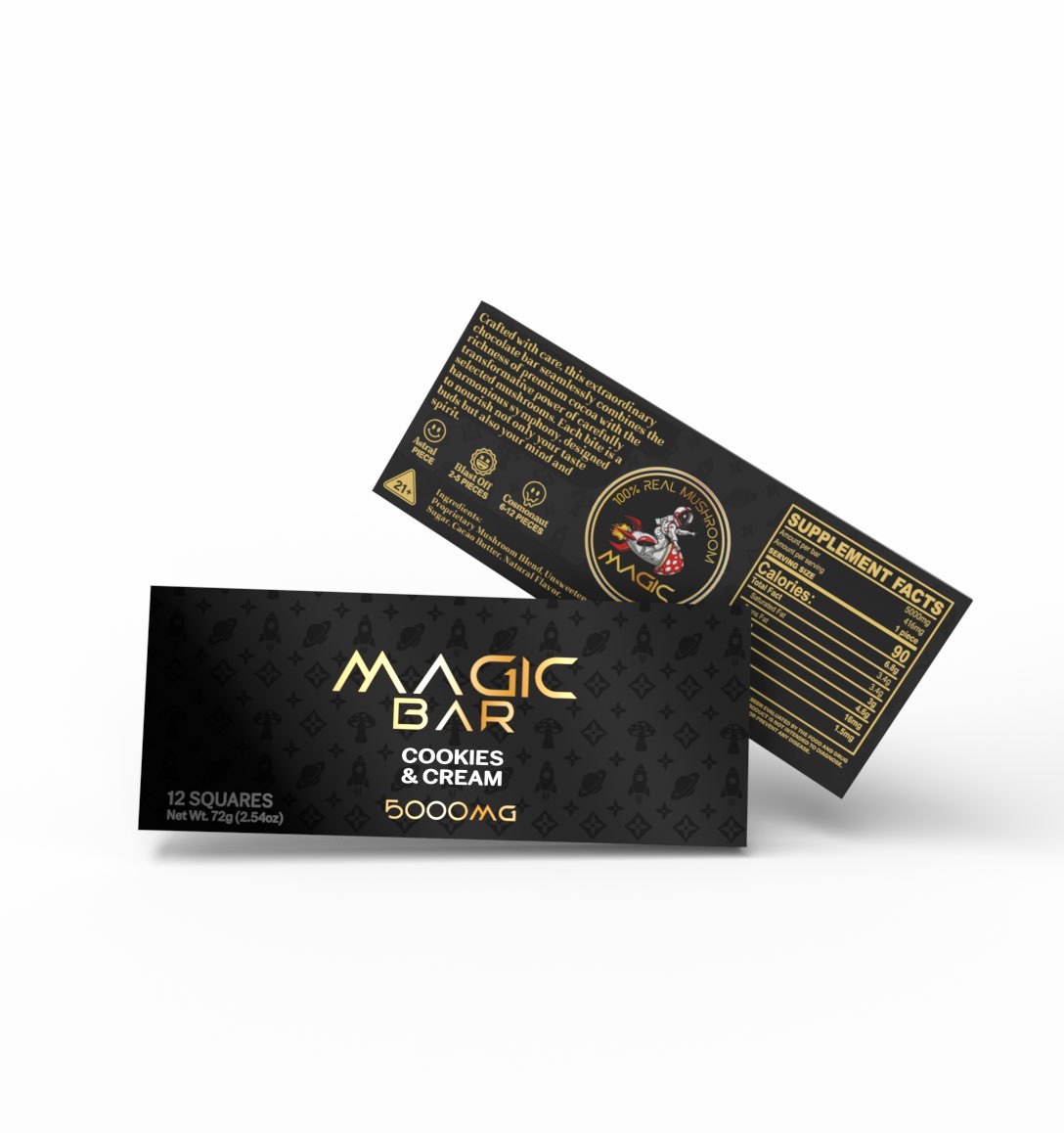 Magic Mushroom Chocolate Bar <br> 5 Grams <br> – Cookies and Cream